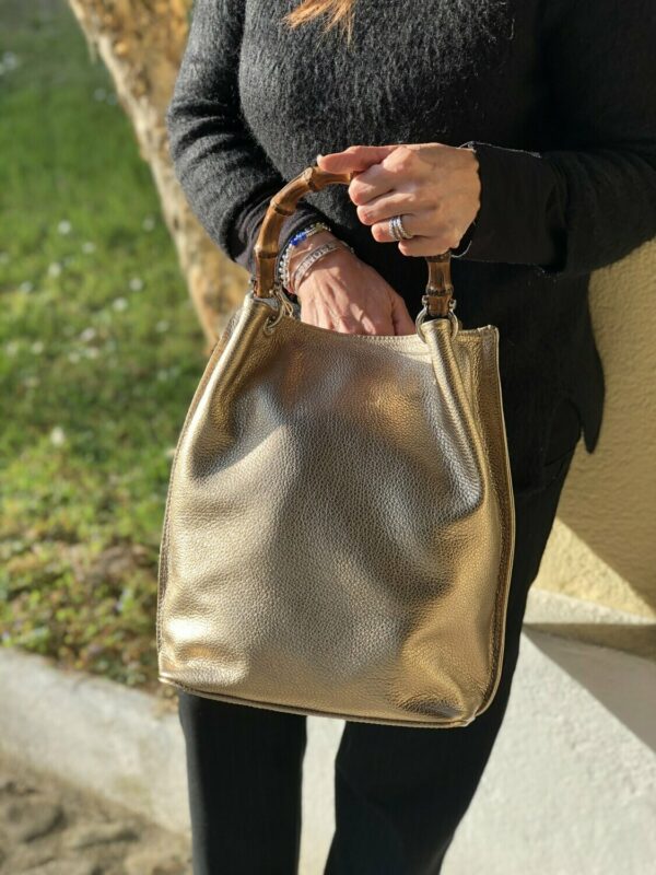 Borsa SAC Pelle Grana Naturale Oro - immagine 2