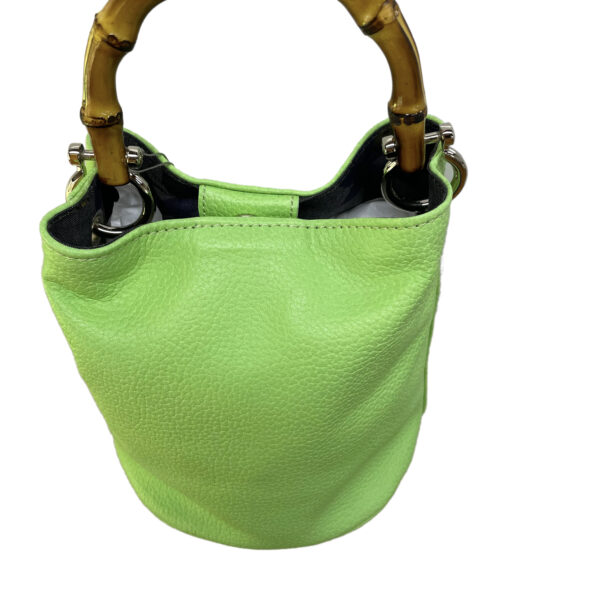 Borsa Mini-SAC Pelle con Grana Naturale Color Verde Acido - immagine 4