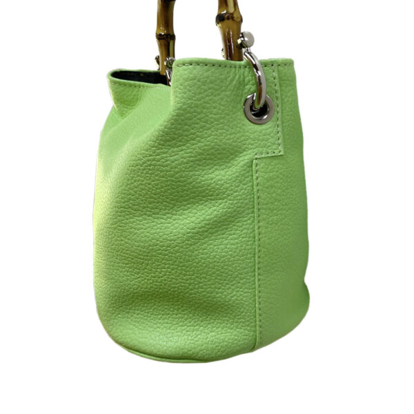 Borsa Mini-SAC Pelle con Grana Naturale Color Verde Acido - immagine 2