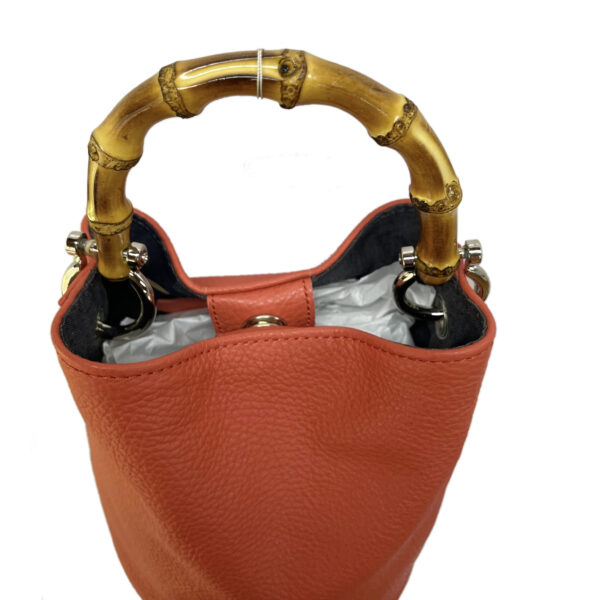 Borsa Mini-SAC Pelle Bottalata Corallo - immagine 2